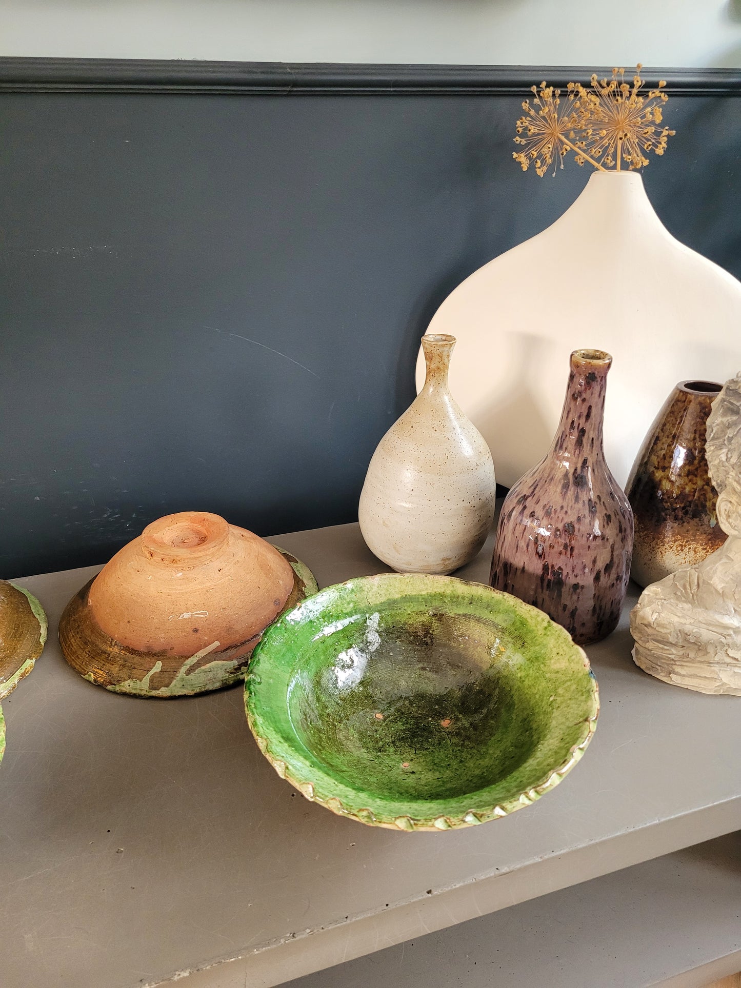 Saladier en terre cuite émaillée vert - Ref 791