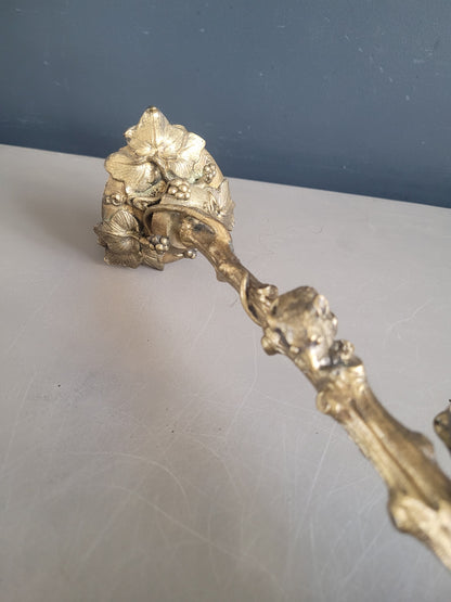 Bougeoir tripode en bronze doré serpent et souris - Ref 406