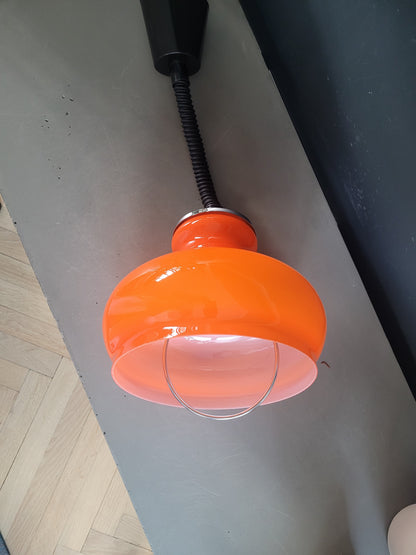 Suspension vintage en verre orange avec système monte et baisse - Ref 968