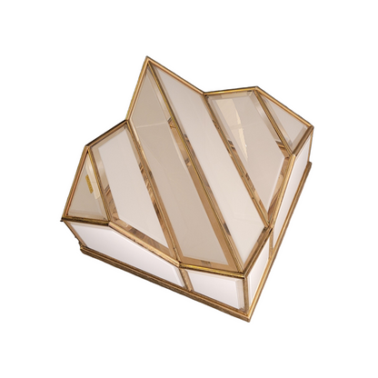 Plafonnier italien en verre bicolore et plaqué or - ref 667