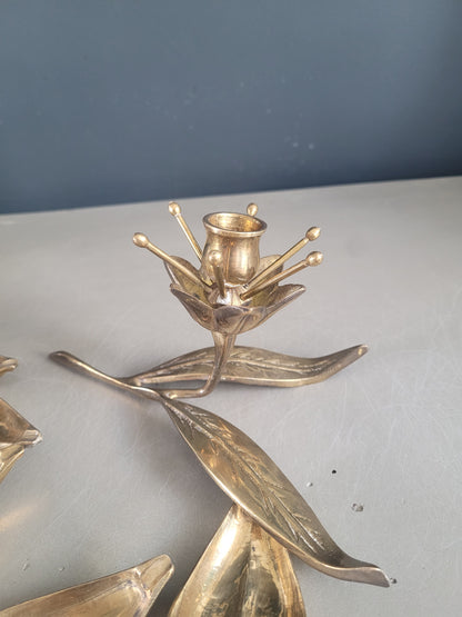 Cendrier-bougeoir fleur en laiton massif - Ref 334