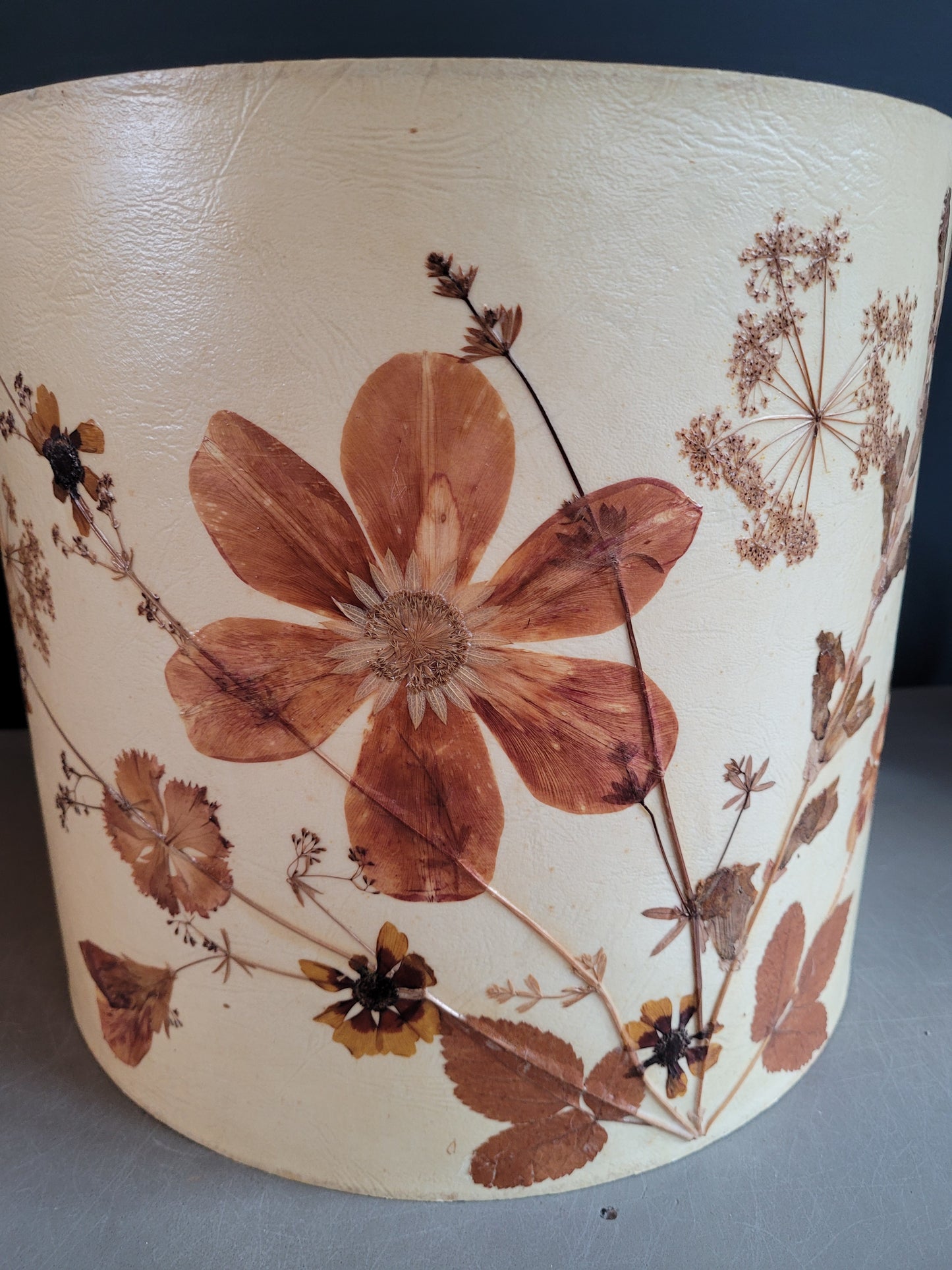 Grand abat-jour vintage fleurs séchées- Ref 805