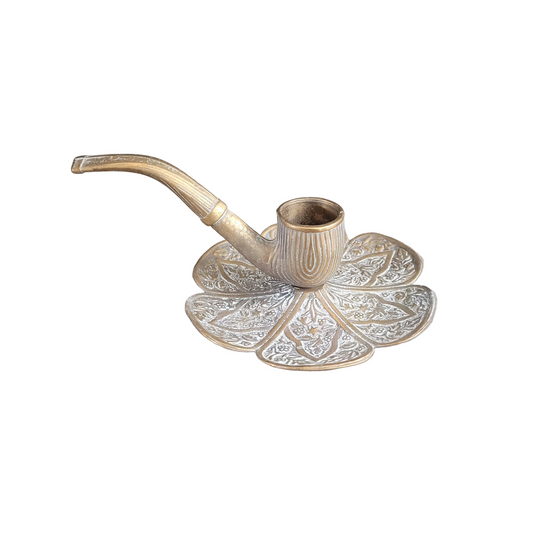 Bougeoir pipe en laiton ouvragé - Ref 958