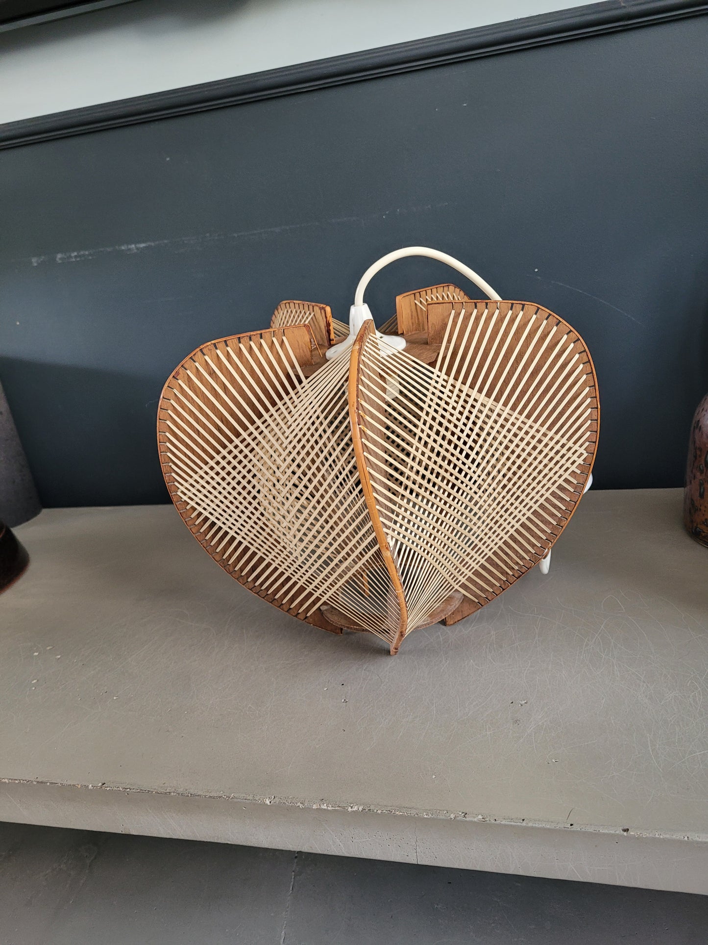 Suspension vintage en osier et bois - Ref 358