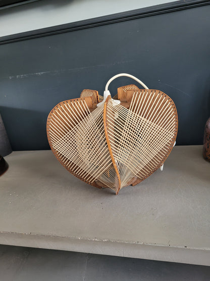 Suspension vintage en osier et bois - Ref 358