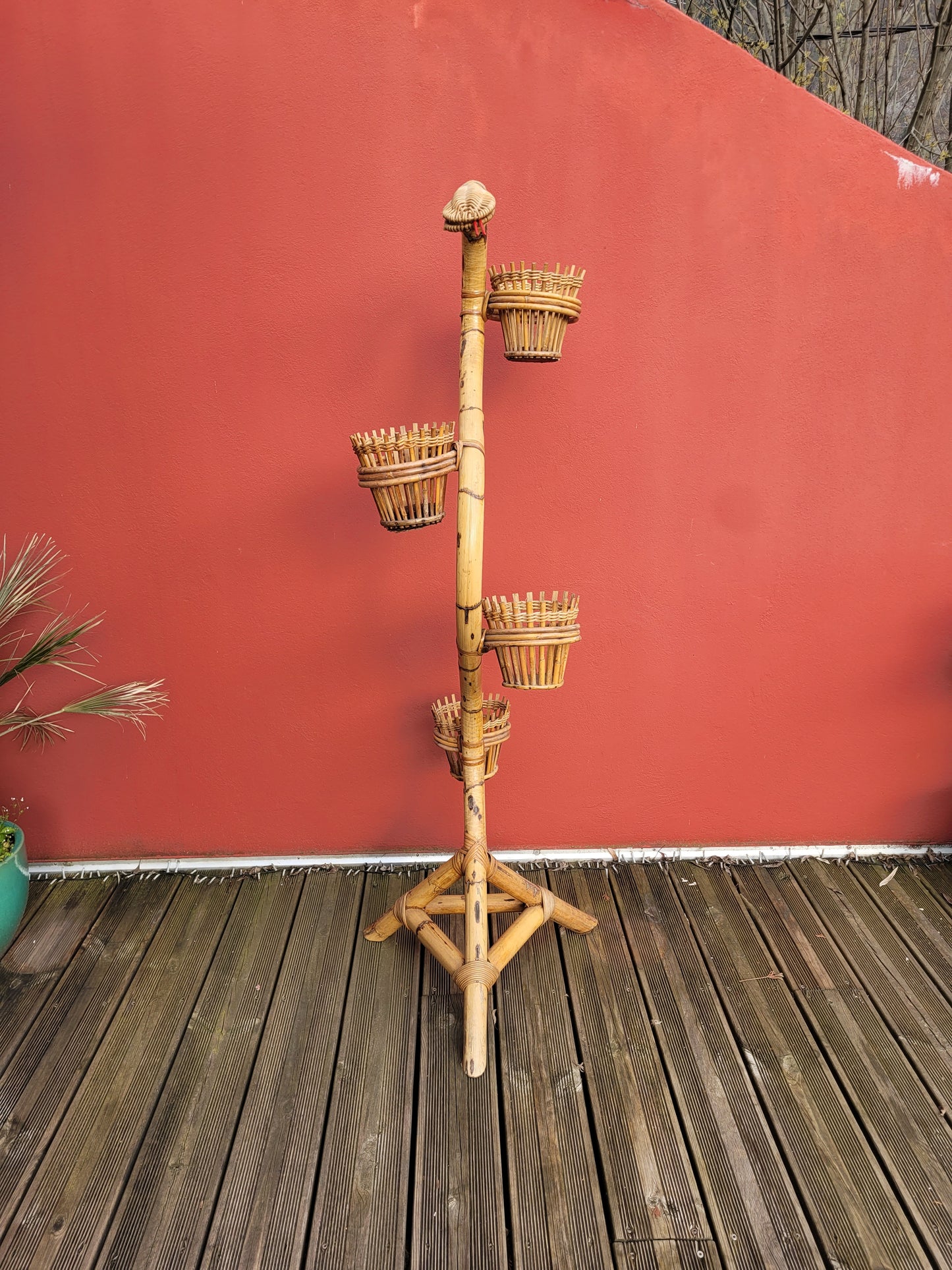Porte-plantes serpent en bambou vintage - Ref 859