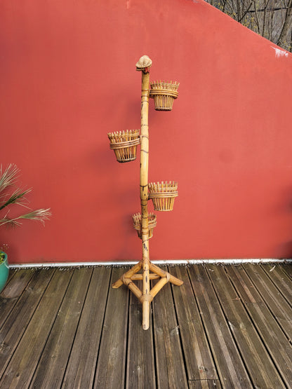 Porte-plantes serpent en bambou vintage - Ref 859