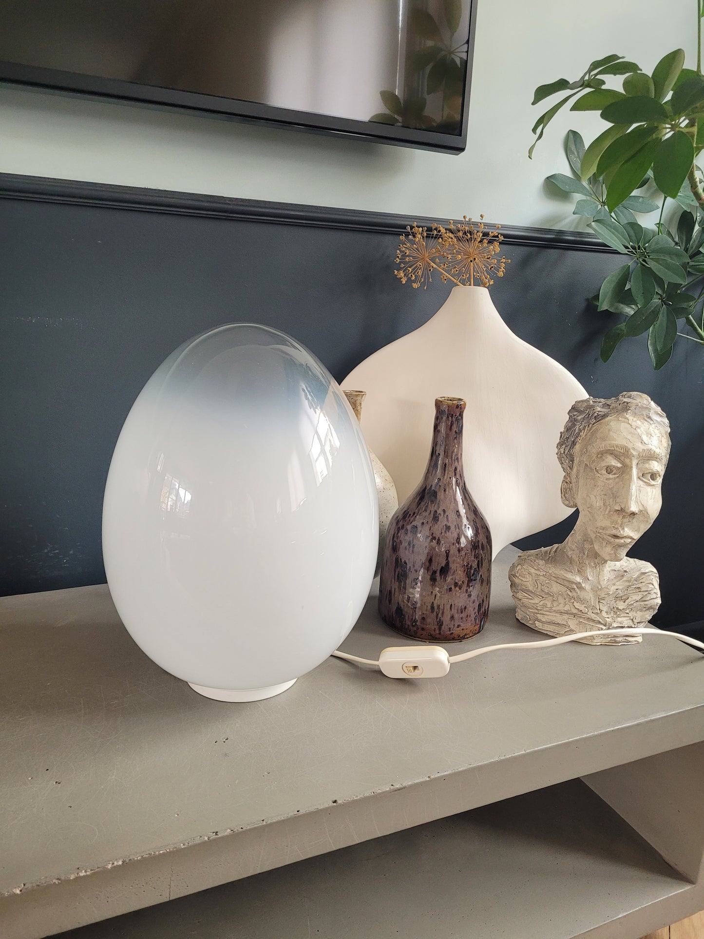 Lampe œuf vintage en verre - Ref 800