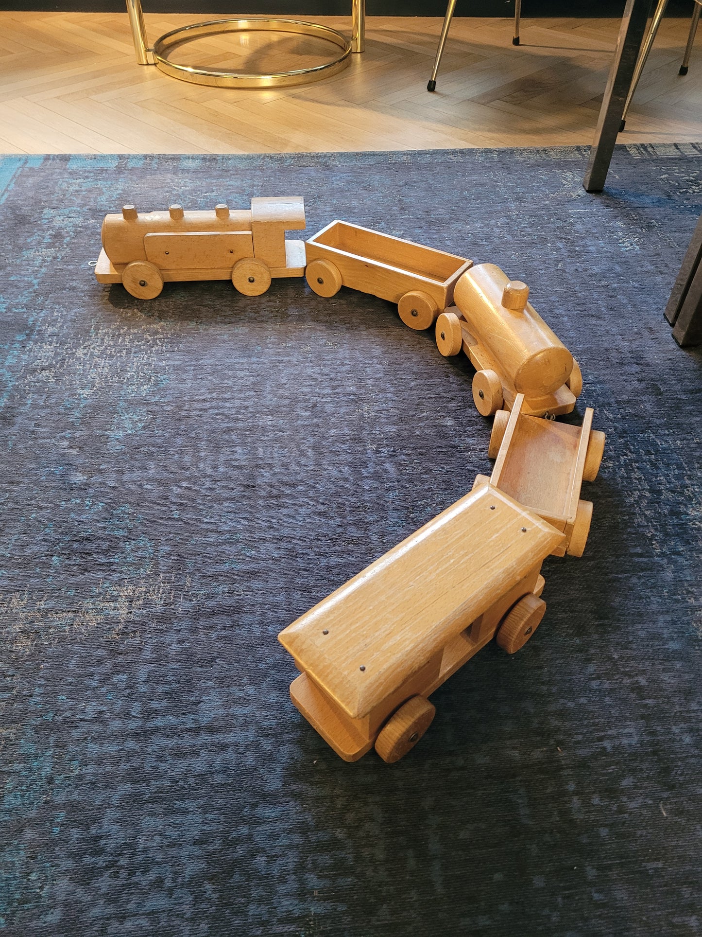 Train en bois ancien - jouet en hêtre- Ref 783