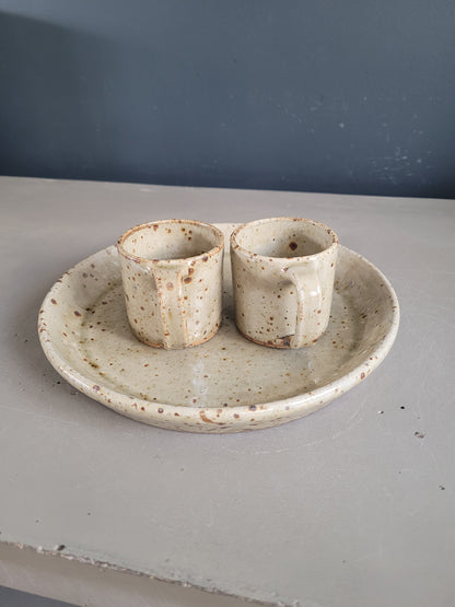 Ensemble tasses + assiette en Grès Migeon La Borne - Ref 409