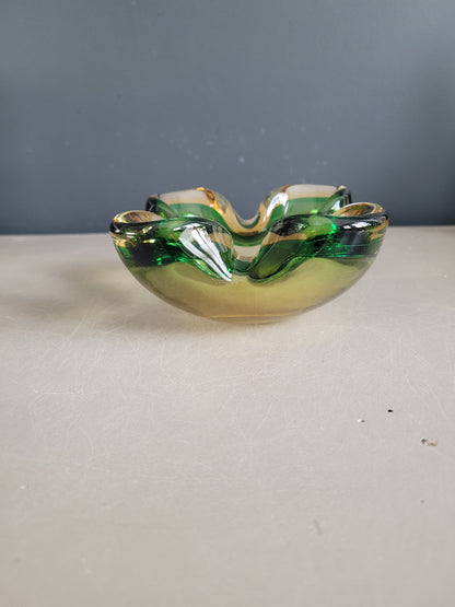 Cendrier carré en verre courbé bicolore- Ref 390