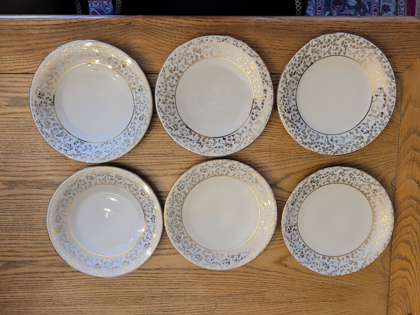 6 assiettes à dessert Mayer Wiesau en porcelaine de Bavière motif doré- Ref 682