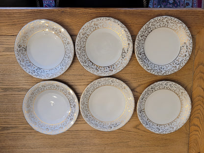 6 assiettes à dessert Mayer Wiesau en porcelaine de Bavière motif doré- Ref 682