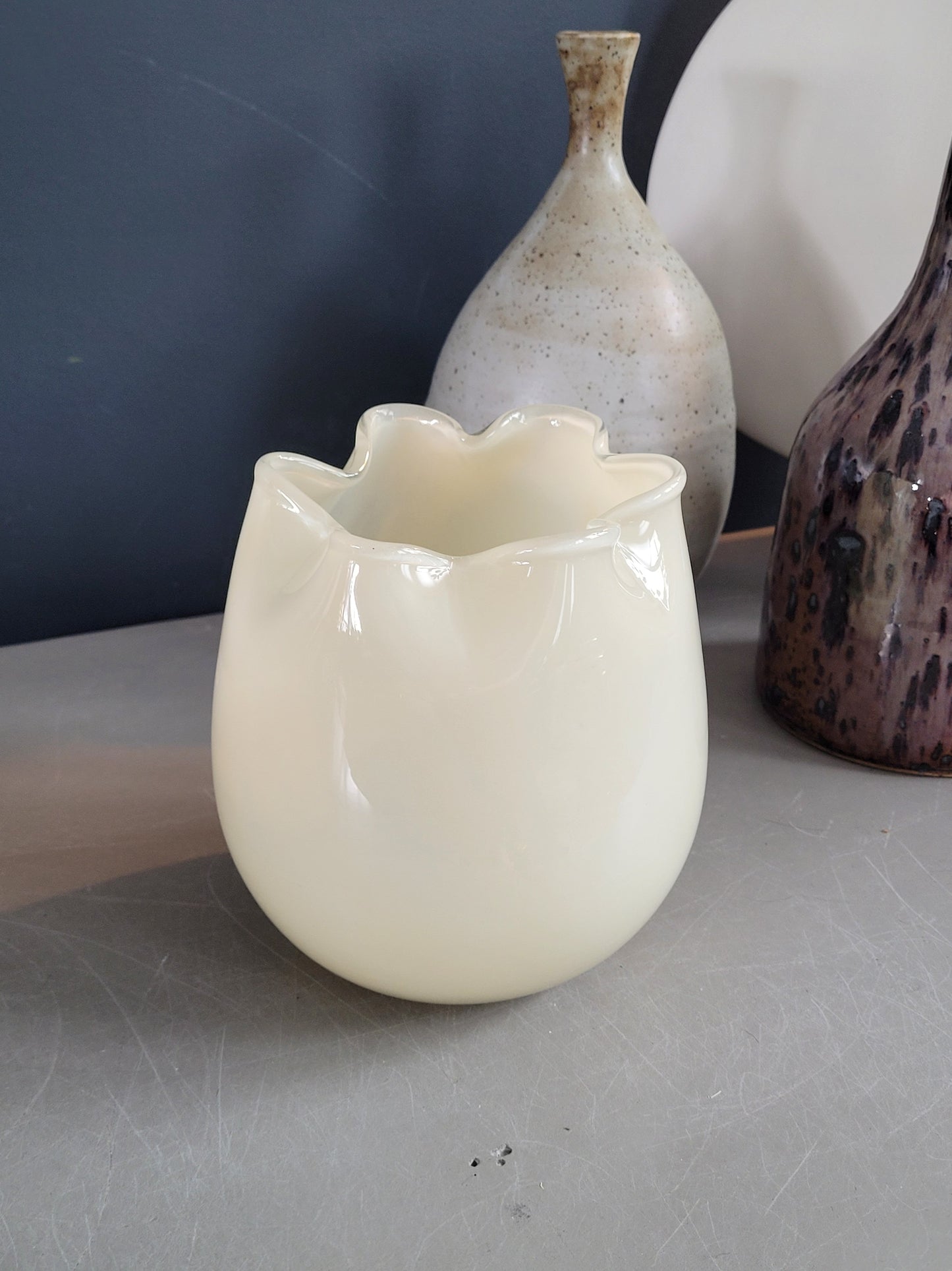 Vase en verre soufflé modelé - Ref 989
