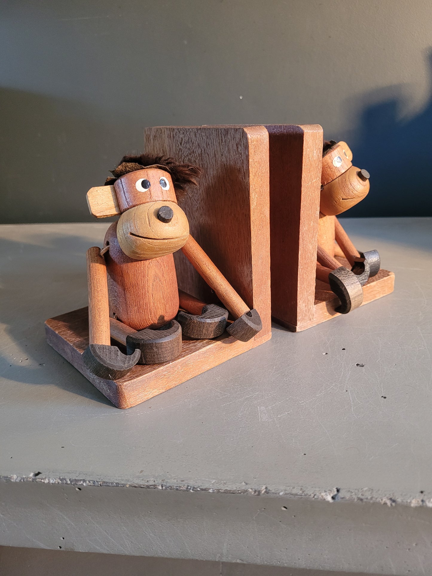 Paire de serre-livres scandinaves singes vintage - Ref 732