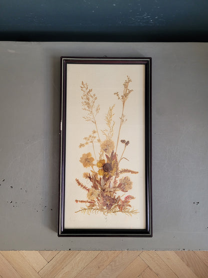 Tableau composition florale, fleurs séchées vintage - Ref 608