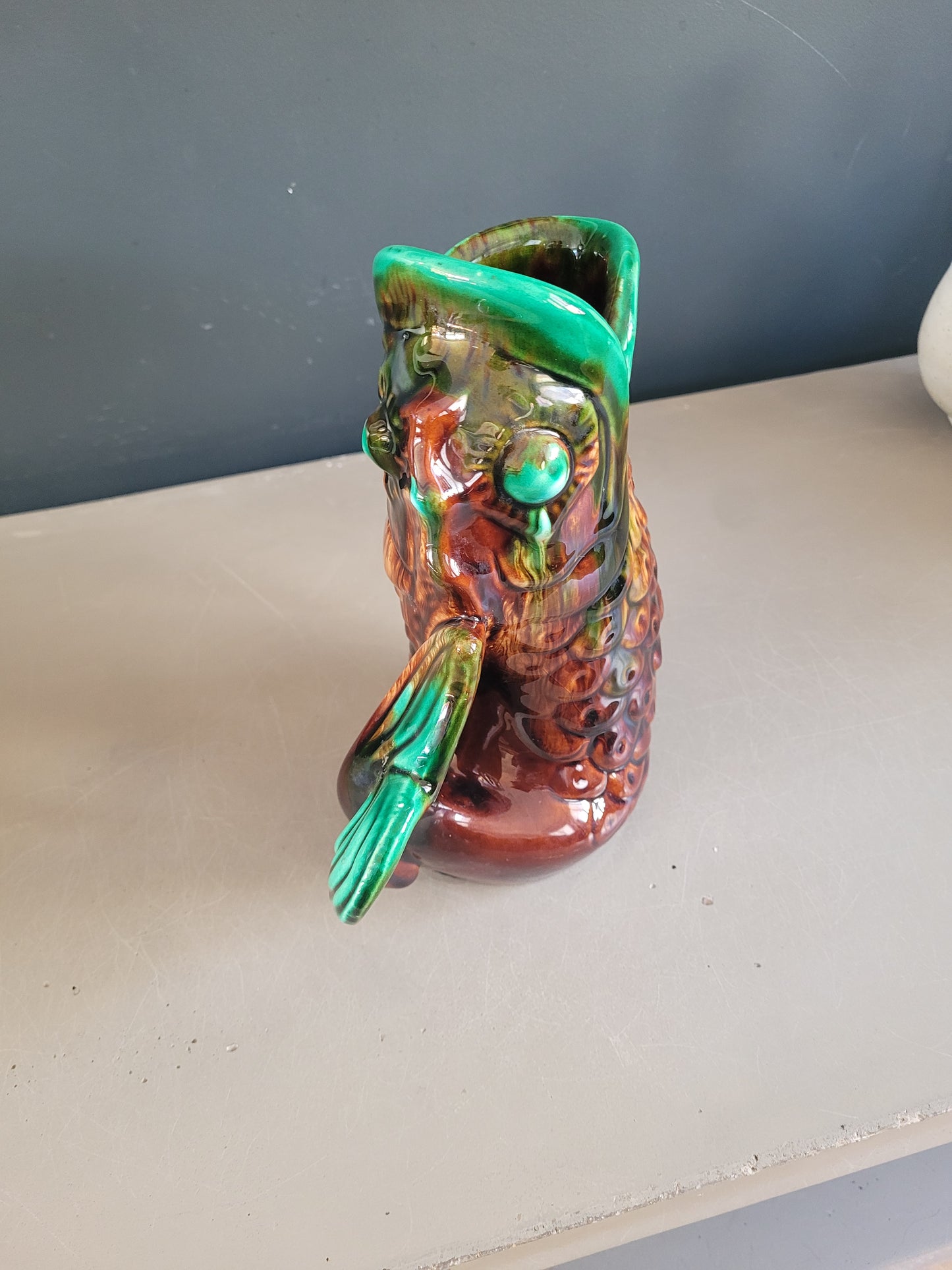 Pichet poisson ancien en céramique- Ref 776