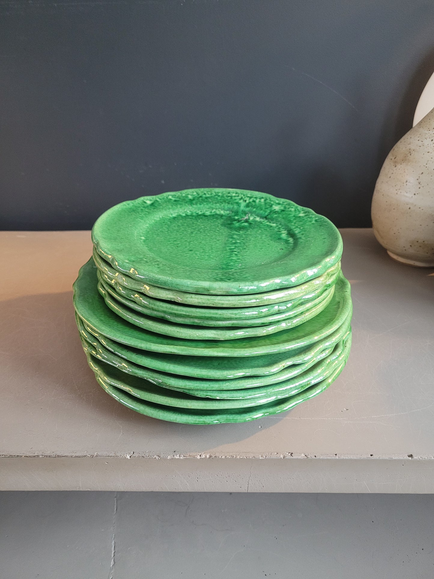 Serie d'assiettes Vallauris vertes - Ref 478