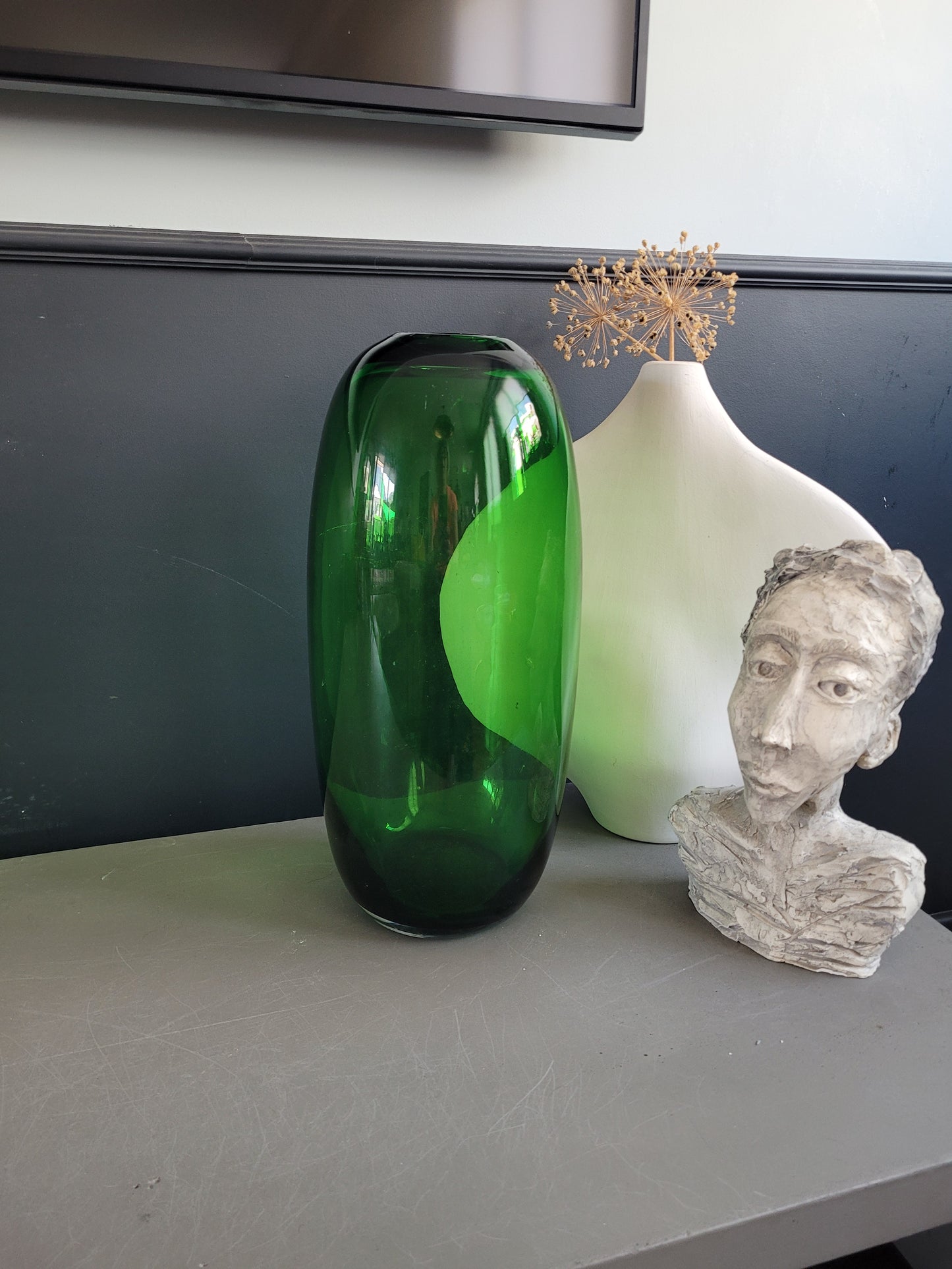Grand vase en verre vert - Ref 1046