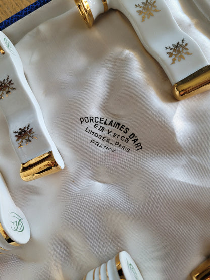 12 porte-couteaux en porcelaine de Limoges dans leur écrin- Ref 306