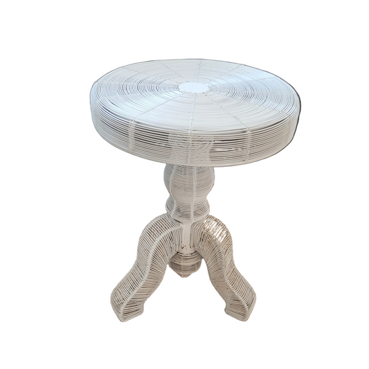 Bout de canapé en fil métallique laqué blanc - Ref 765