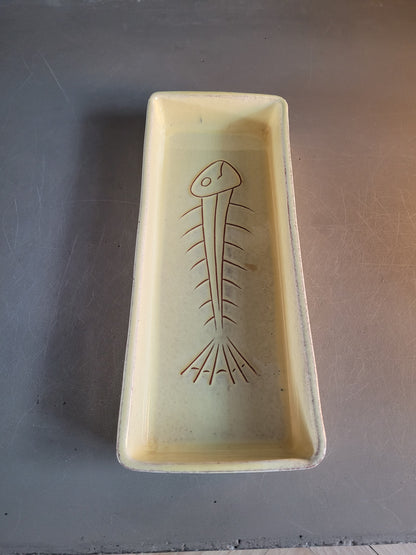 Ravier poisson en céramique jaune - Ref 786