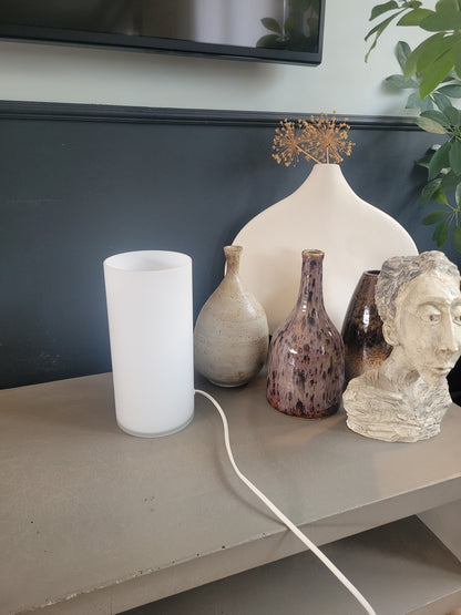 Lampe à poser contemporaine en verre dépoli blanc - Ref 750