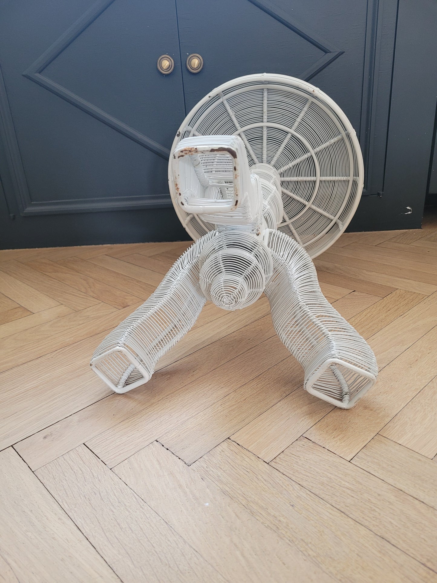 Bout de canapé en fil métallique laqué blanc - Ref 765