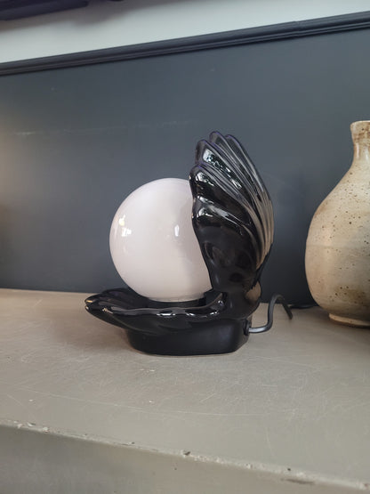 Lampe coquillage en porcelaine noire - Ref 537