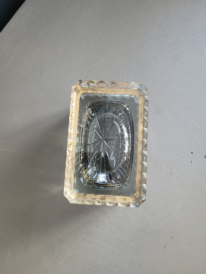 Boîte à bijoux ancienne en verre ciselé- Ref 897