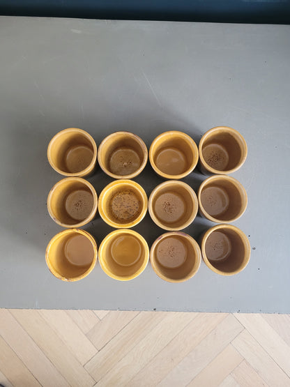 Lot de 12 gobelets en céramique moutarde - Ref 966