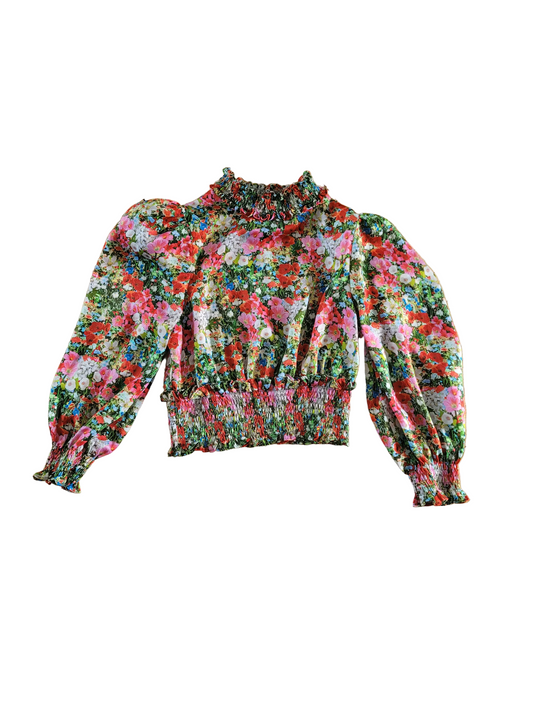 Top court zara XS motif fleuri