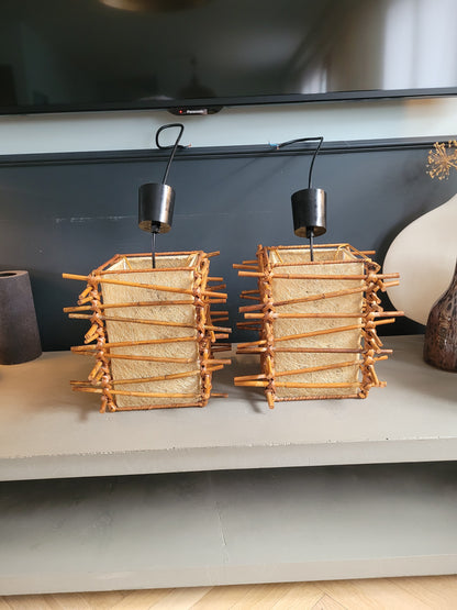 Paire de suspensions vintages en bambou - Ref 378