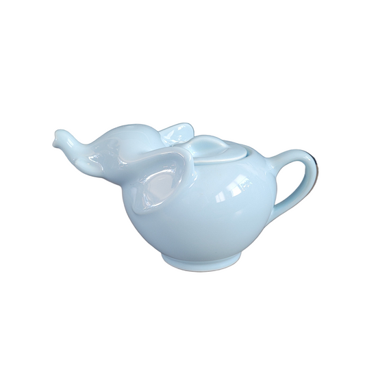 Théière Eléphant vintage en porcelaine bleu ciel - Ref 659