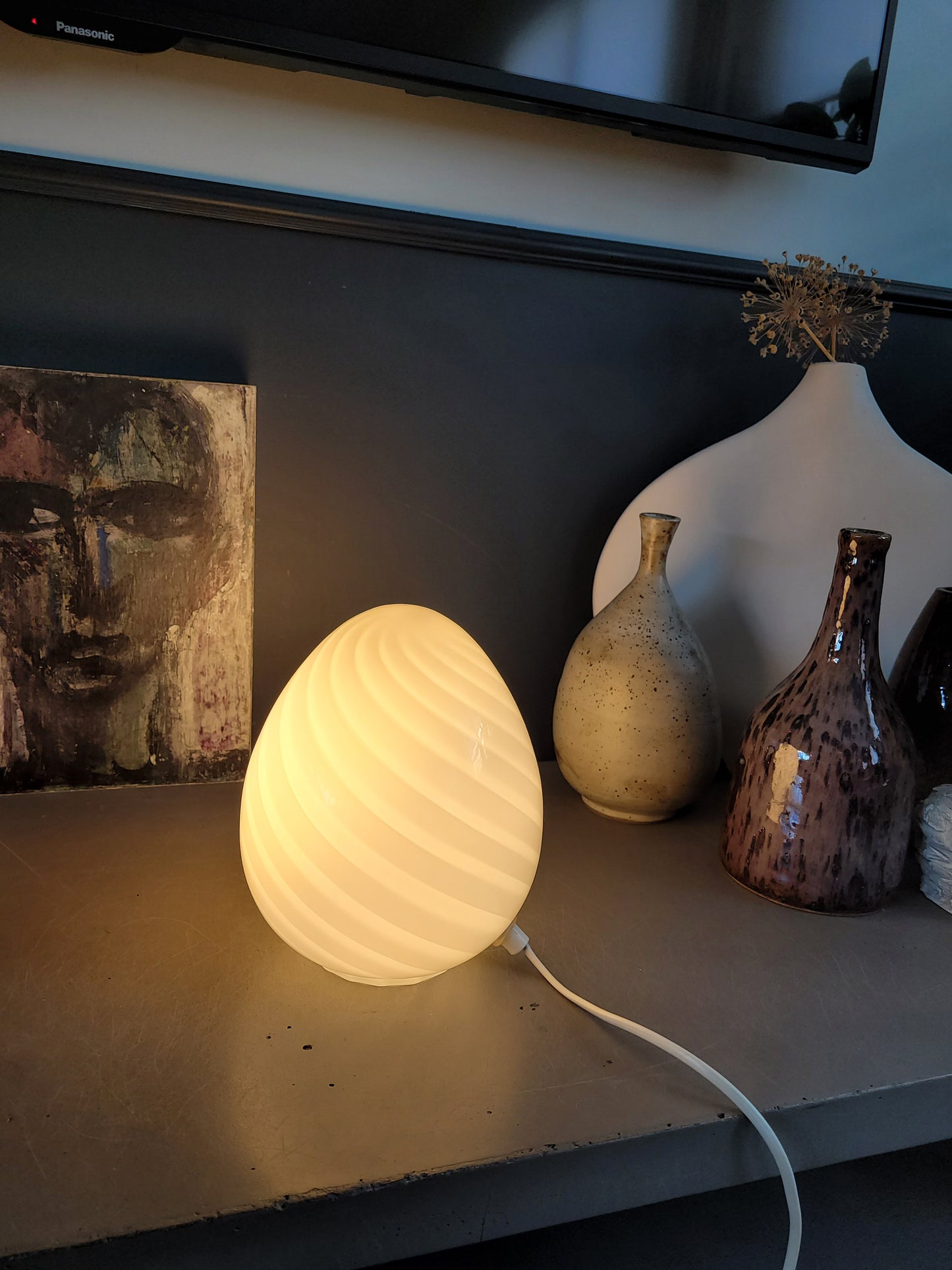 Lampe egg spirale en verre de Murano - Ref 497