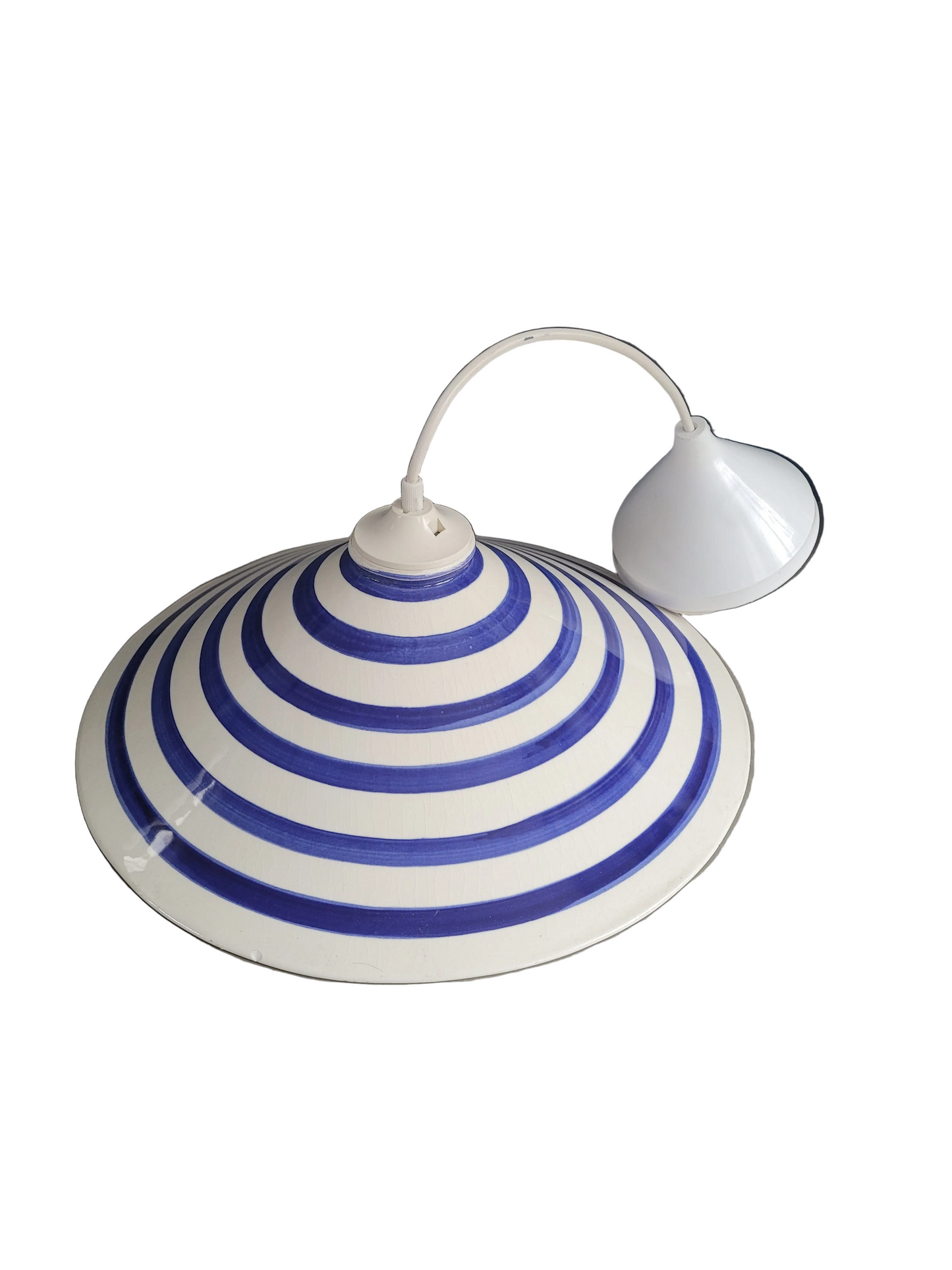 Suspension en céramique motif rayé bleu et blanc - Ref 970