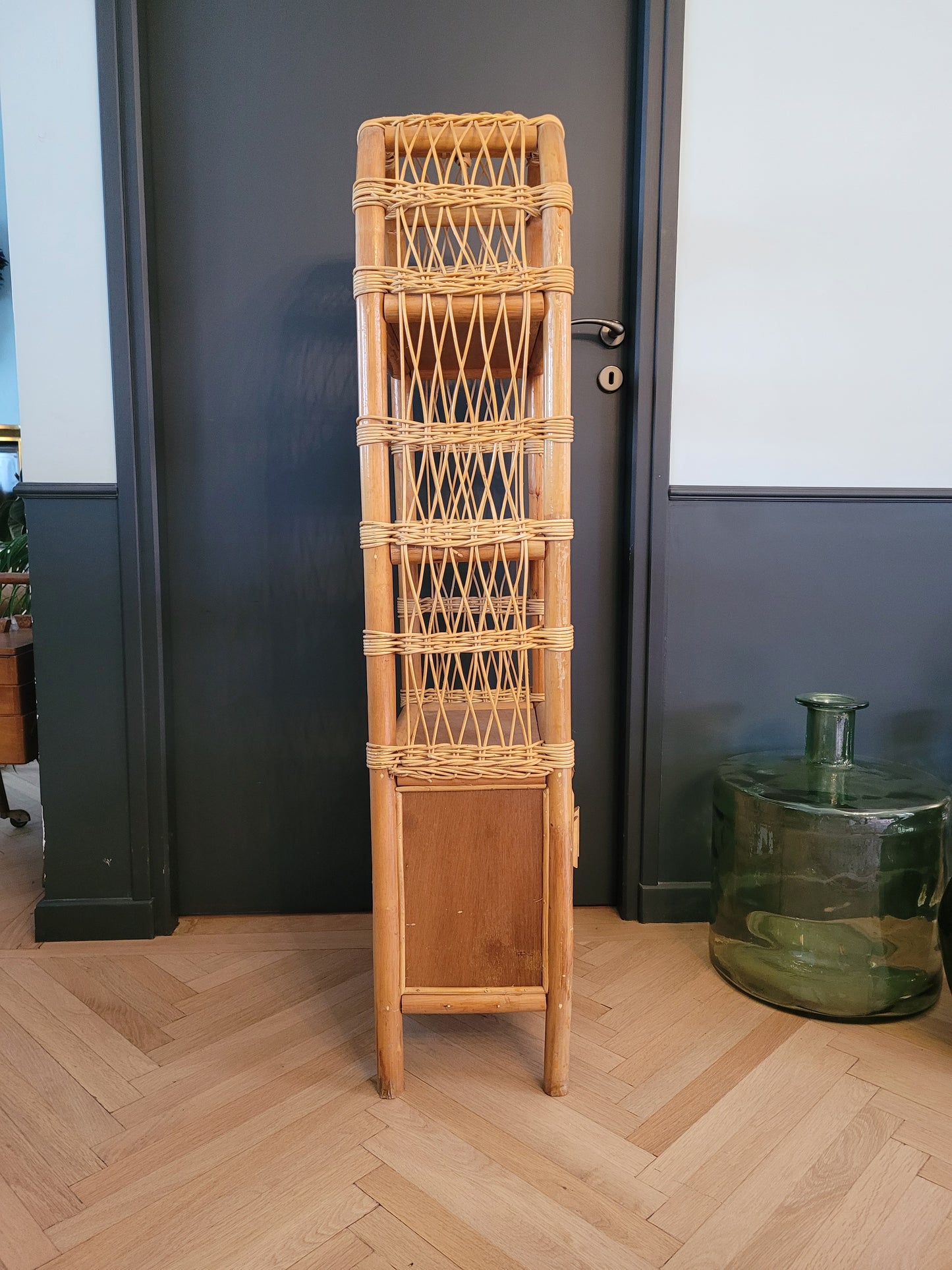 Étagère vintage en bambou et rotin - Ref 691