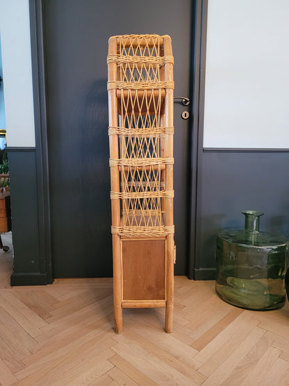 Étagère vintage en bambou et rotin - Ref 691