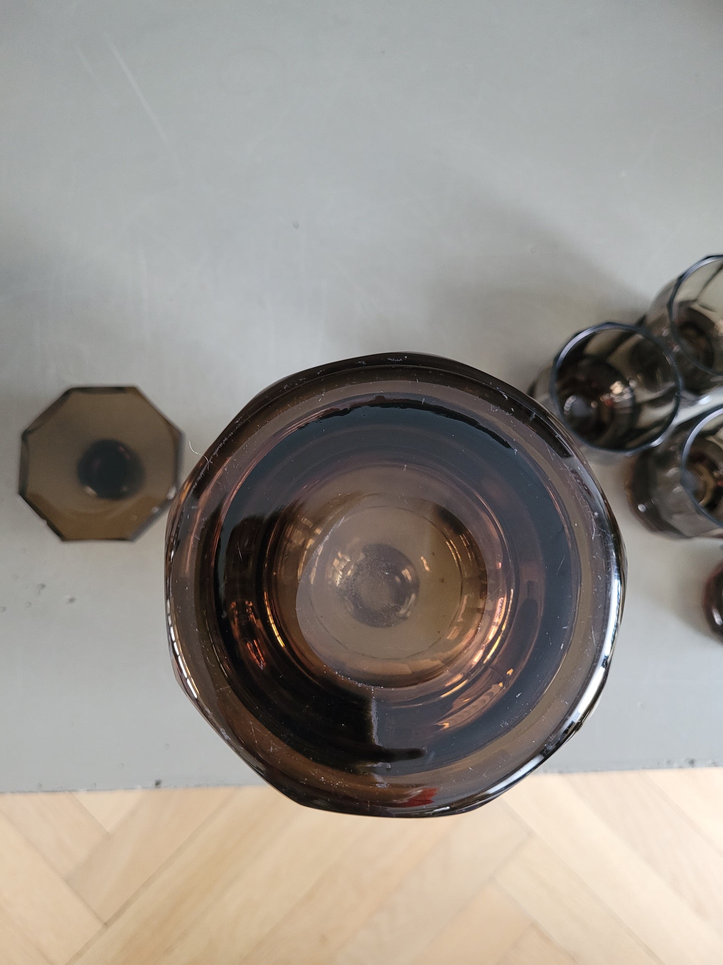 Service à liqueur en verre fumé - Ref 643