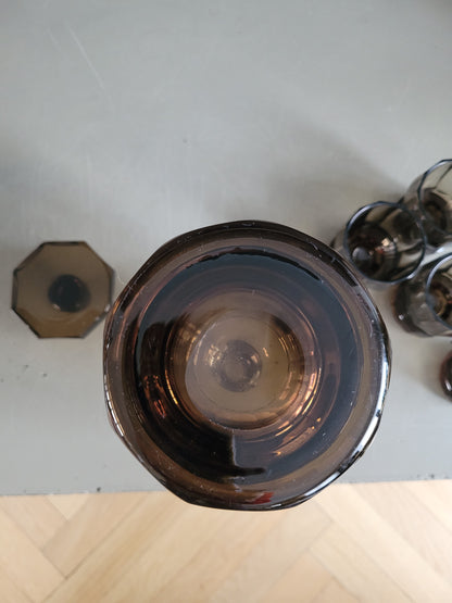 Service à liqueur en verre fumé - Ref 643