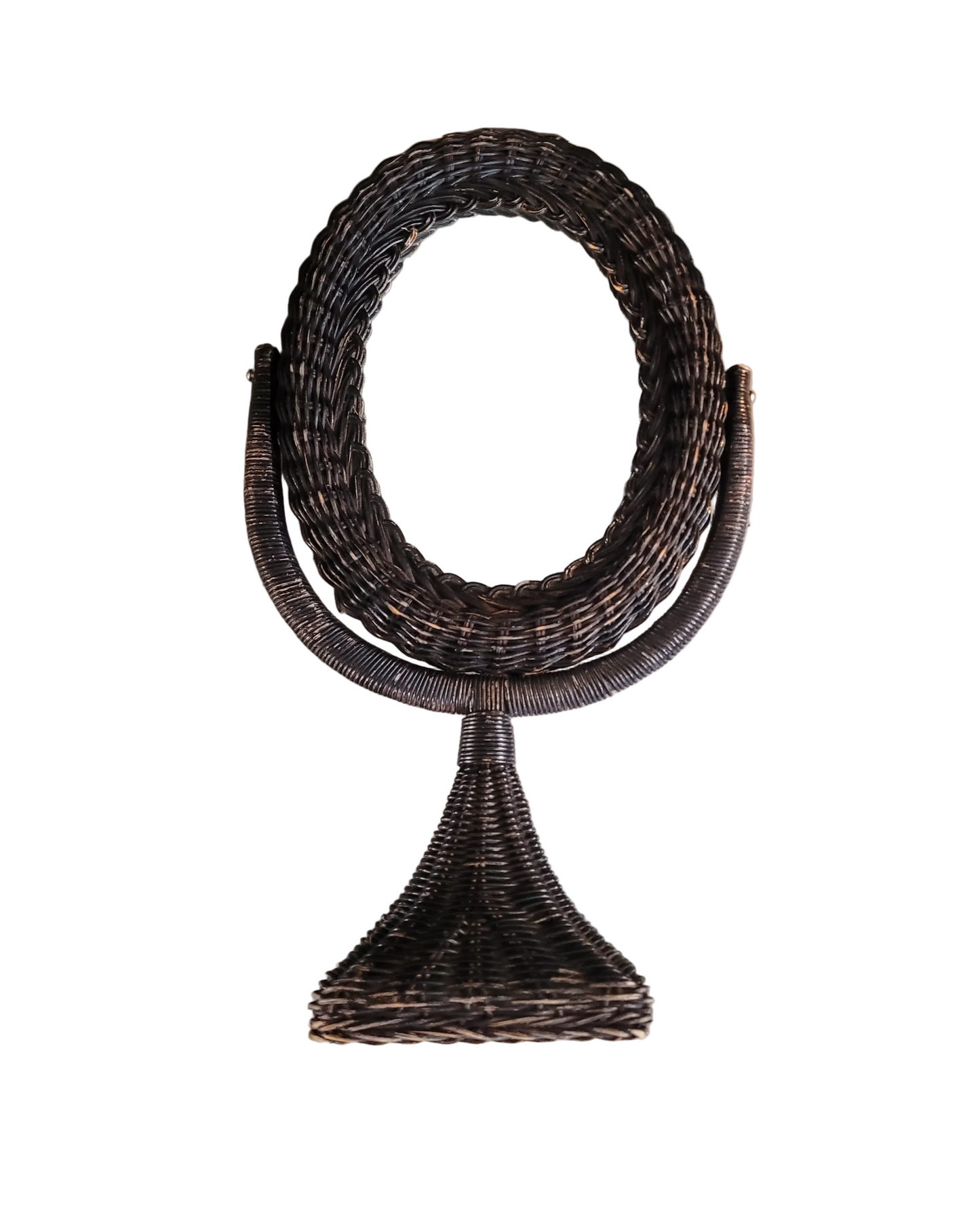 Miroir à poser pivotant en osier noir - Ref 986