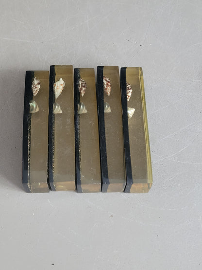 5 porte-couteaux à inclusions coquillages - Ref 1029