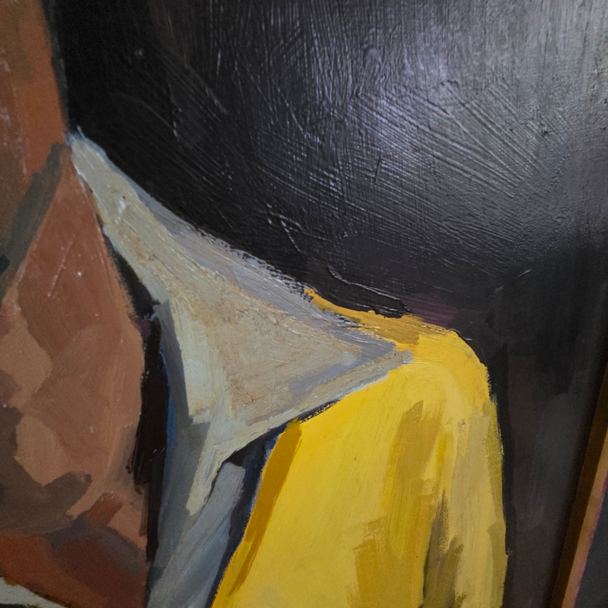 Portrait d'homme au pull jaune,  huile sur toile, signé Aymar - Ref 1425