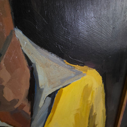 Portrait d'homme au pull jaune,  huile sur toile, signé Aymar - Ref 1425