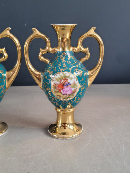 Paire de vases en porcelaine de Limoges - Marcel Chaufriasse - Ref 991
