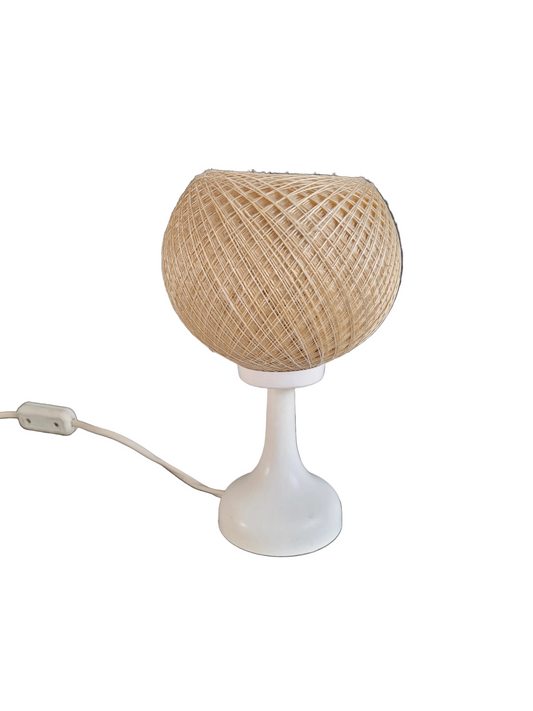 Lampe de table 60's pied tulipe  et abat-jour fil tendu - Ref 865