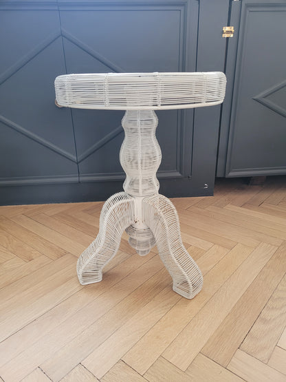 Bout de canapé en fil métallique laqué blanc - Ref 765