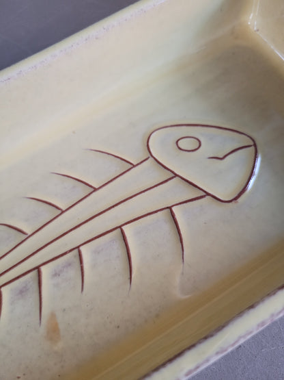 Ravier poisson en céramique jaune - Ref 786