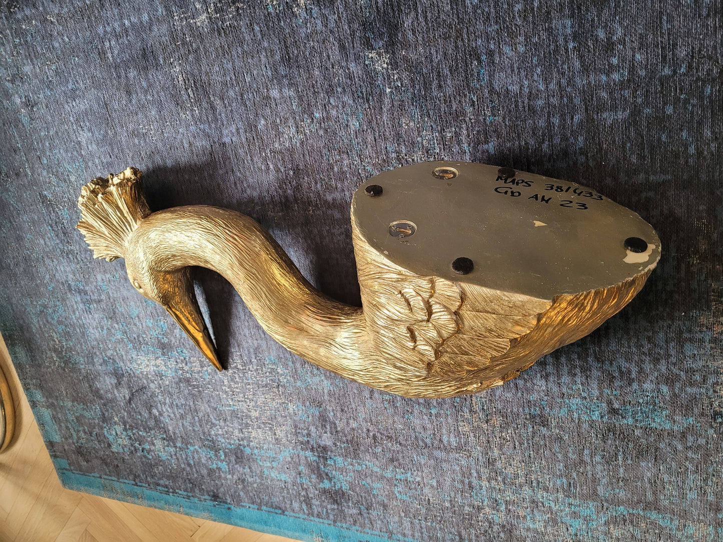 Tête de paon mural doré 85cm - Ref 610