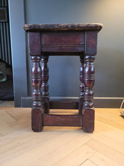 Tabouret ancien en bois pieds tournés- Ref 804